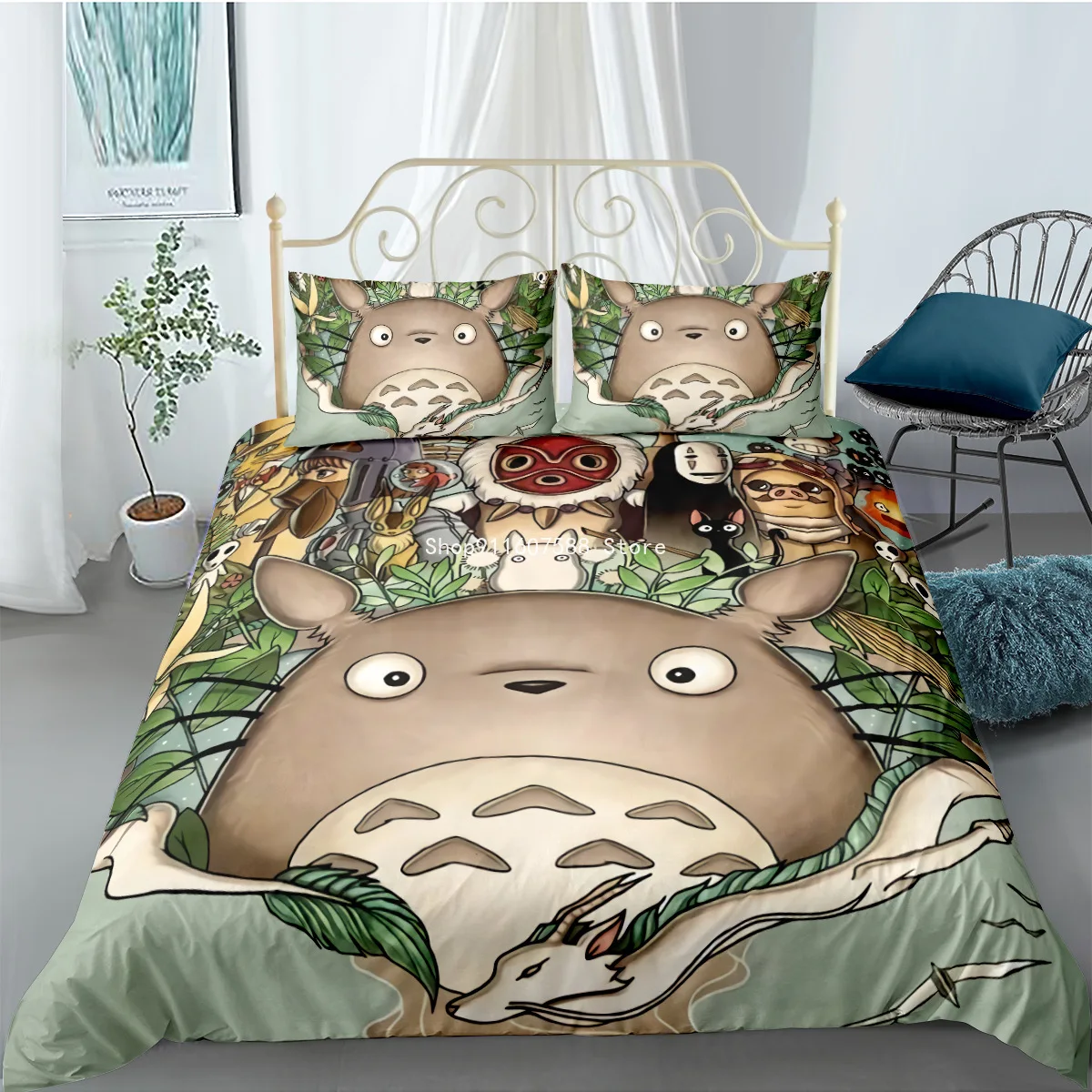 

New Arrival 3D Printed Bedding Set Anime Totoro Duvet Covers Pillowcases Cartoon Cute Bedclothes Kid Teens Bed Linen Dopshipping