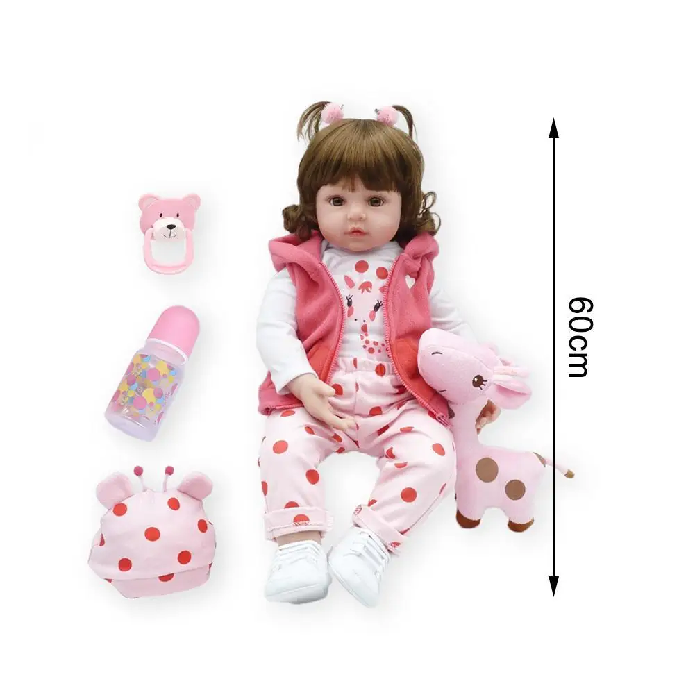 

Bebe Reborn Doll 47cm Silicone Doll Adorable Toddler Silicone Girl Bath Lifelike Toys Doll Soft S3N4