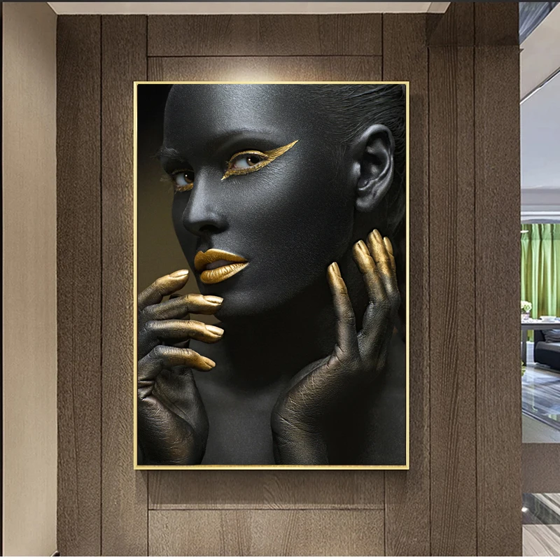 Картина на холсте Современная черная женская модель настенный художественный