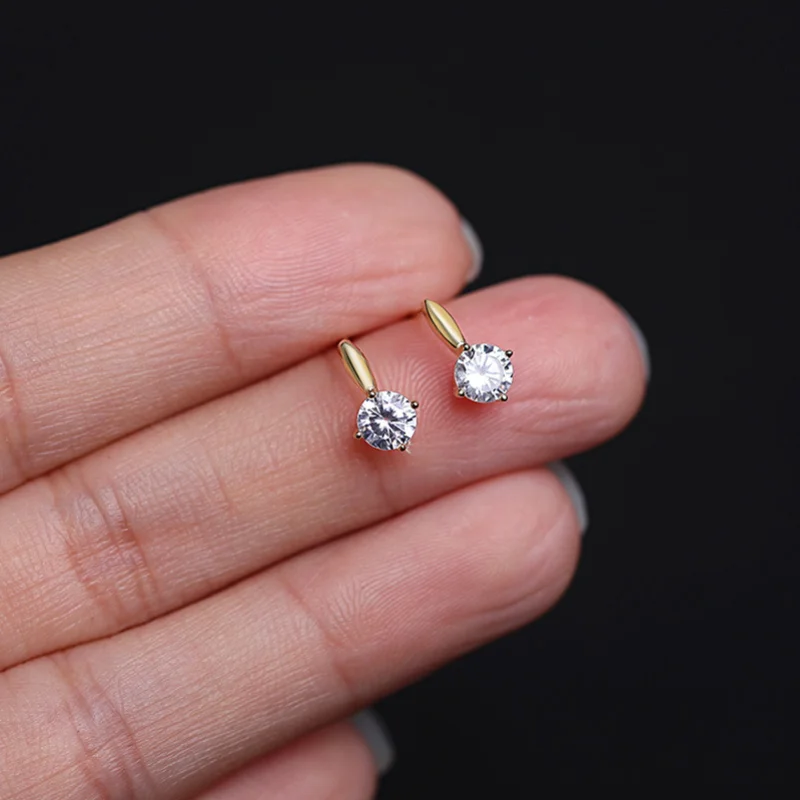 

S925 Sterling Silver Plated 14K Gold Earrings Female Zirconium Diamonds Luxurious and Shiny Simple Temperament Exquisite Jewelry