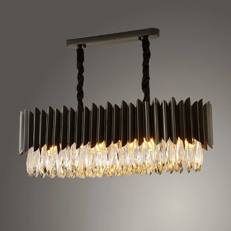 Роскошные хрустальные люстры прямоугольный кухонный Остров светодиодный