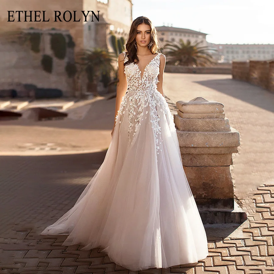 Сексуальное свадебное платье ETHEL ROLYN с открытой спиной 2021 Vestido De Noiva цвета