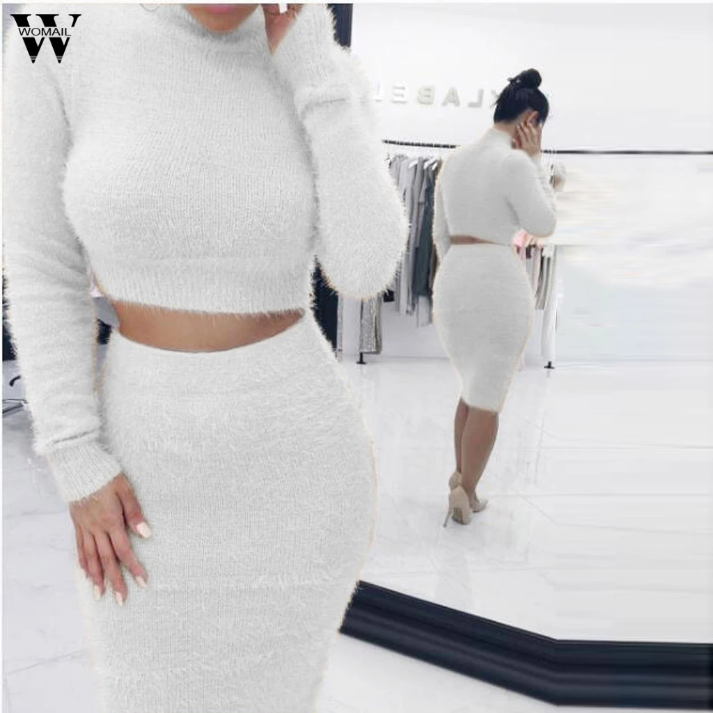 Женский трикотажный комплект из 2 предметов укороченный топ с длинным рукавом и