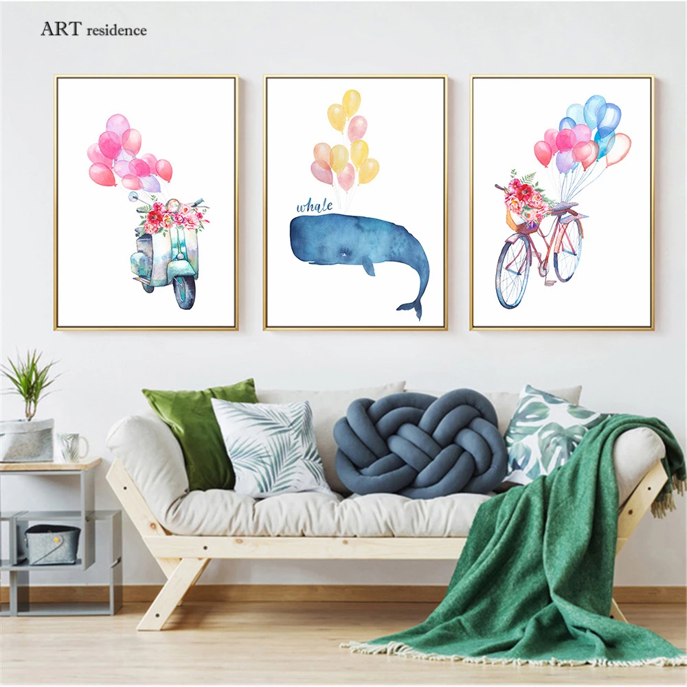 Холст с изображением велосипеда воздушного шара Кита | Дом и сад