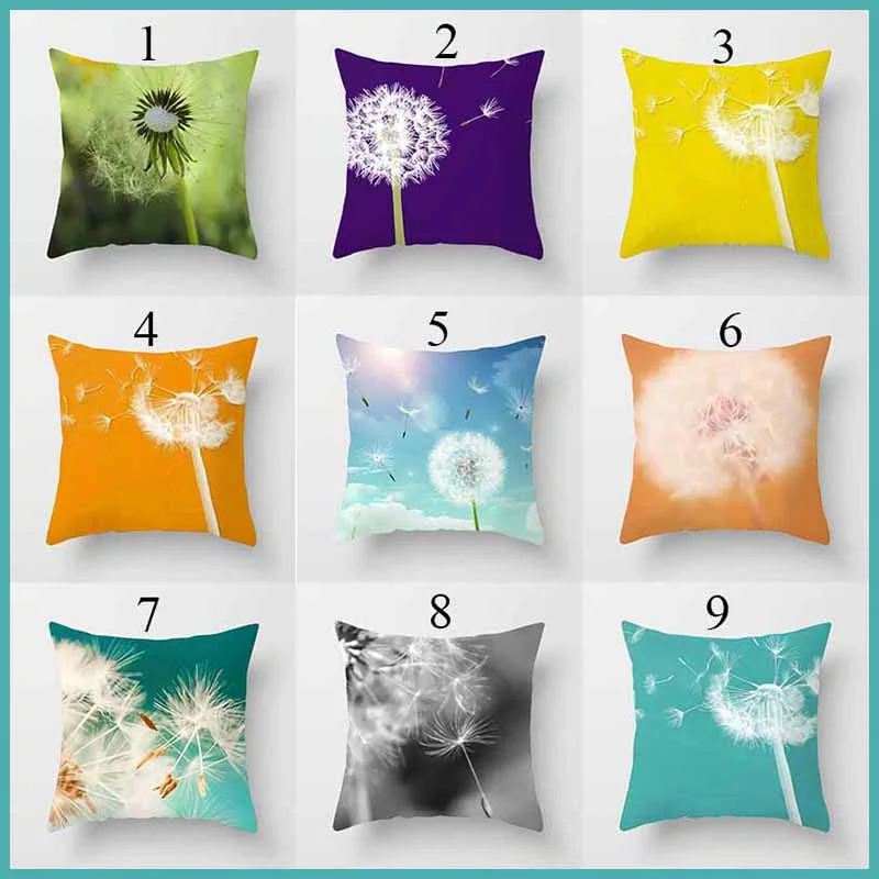 

45x45 Pillow Case Dandelion Printed Square Pillowcase Home Decoration Pillow Cover Car Sofa Pillow Cushion Cover 40*40cm