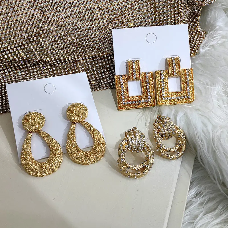 Женские серьги с кристаллами JJFOUCS роскошные геометрические металлические