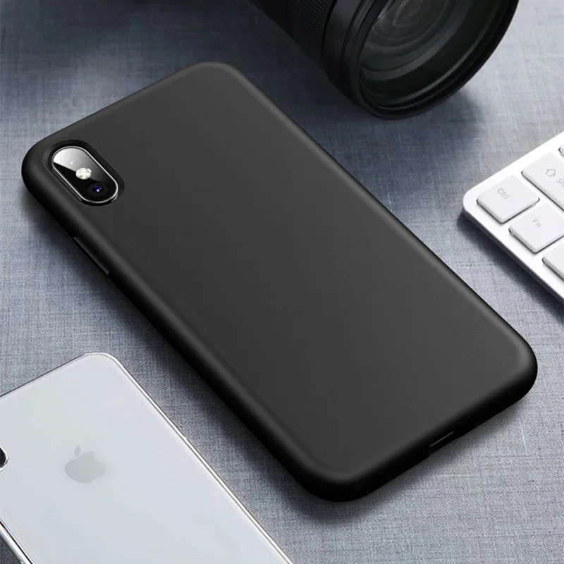 Black Чехол для iPhone 7 8 X XR чехол s iPhone 6 7 8 Plus Xs Max силиконовый тонкий матовый из ТПУ мягкий чехол для Apple iPhone 6S 7 8 XS XR - Цвет: Black