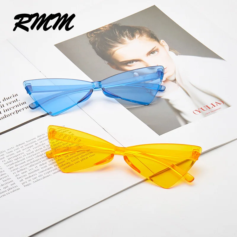 RMM новые брендовые треугольные солнечные очки кошачий глаз женские зеркальные