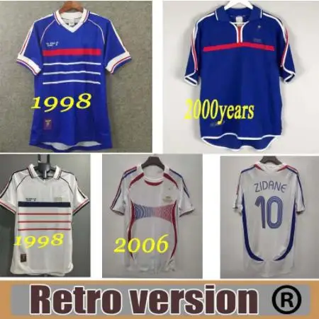 

France Retro Soccer Jersey, FOOTBALL Shirt, Home Kit, Trezeguet, 96 98 02 04 06 ZIDANE HENRY, 1998, 2000