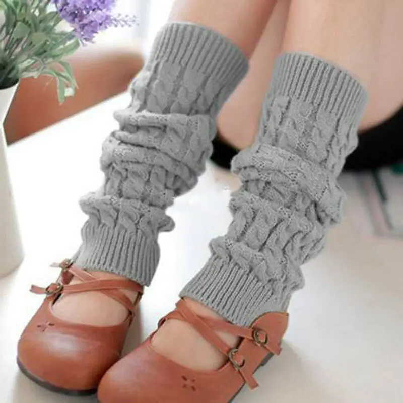 1 Pair Women Leg Warmer Knit Solid Crochet Boot Socks Femme Warm Knee High Cuffs Toppers Winter Warmers Calcetines Mujer | Женская