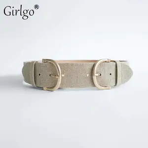 Ремень Girlgo Za женский льняной, модный простой пояс с металлической пряжкой, ювелирное украшение для свадьбыВечеринки