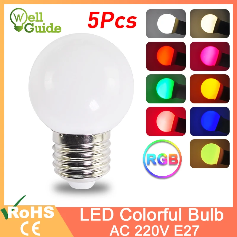 Светодиодная лампа E27 3 Вт AC 220 В G45 RGB светодиодная цветные лампы ампула светильник