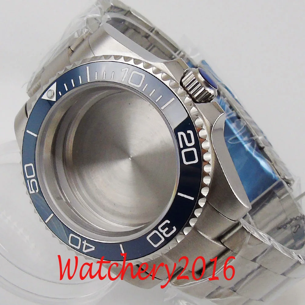 

40MM Accessories Parts Sapphire Glass Blue Ceramic Bezel Strap Watch Case Fit NH35 NH36 Movement