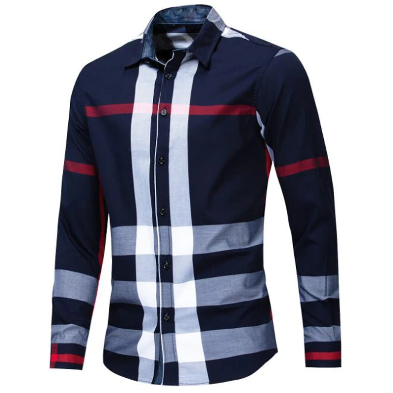 

shirt Business casual autumn long sleeve men shirts High quality brand 100% cotton plaid shirt men Plus Size chemise homme