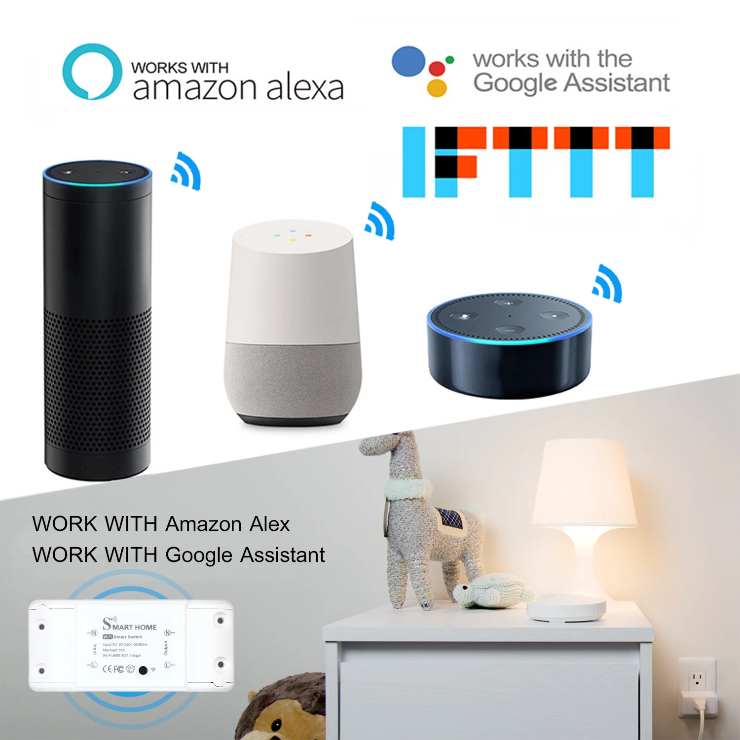 Базовый смарт пульт дистанционного управления Wifi переключатель совместим с Alexa