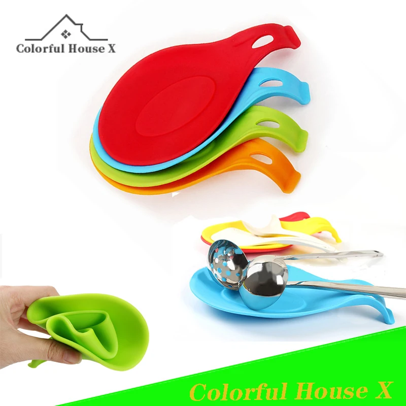 

1pcs Non-Slip Insulation Pad Spoon Shelves Silicone Holder Cookware Tray High Temperature Resistant Collapsible Storage Plate