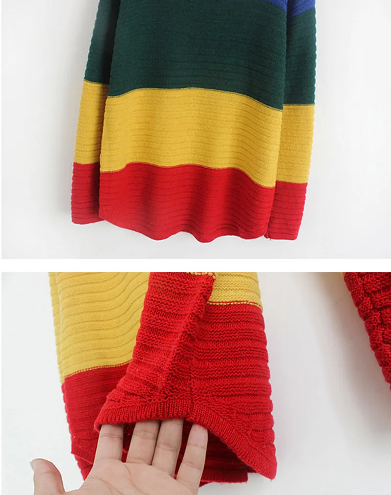 Женский Повседневный длинный вязаный свитер OMCHION Радужный пуловер оверсайз с