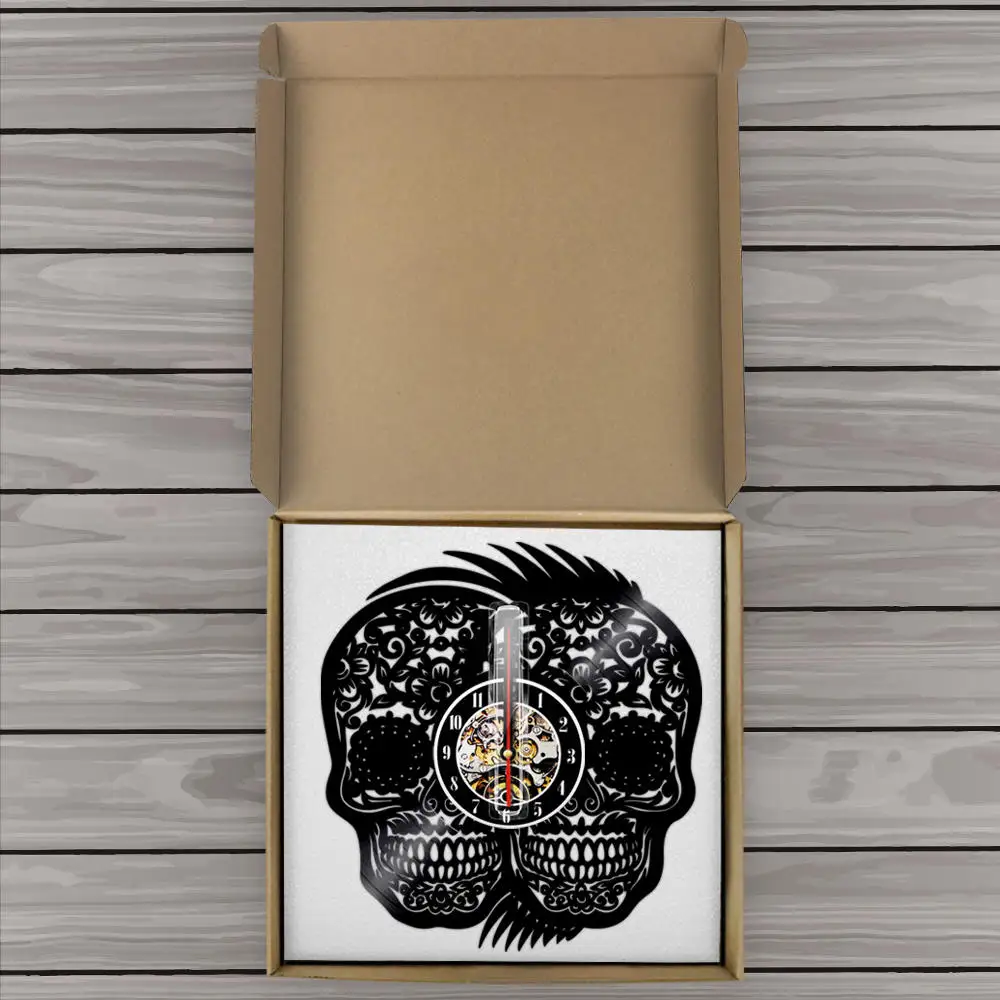 Настенные часы с двумя черепами на Хэллоуин настенные украшения для дома