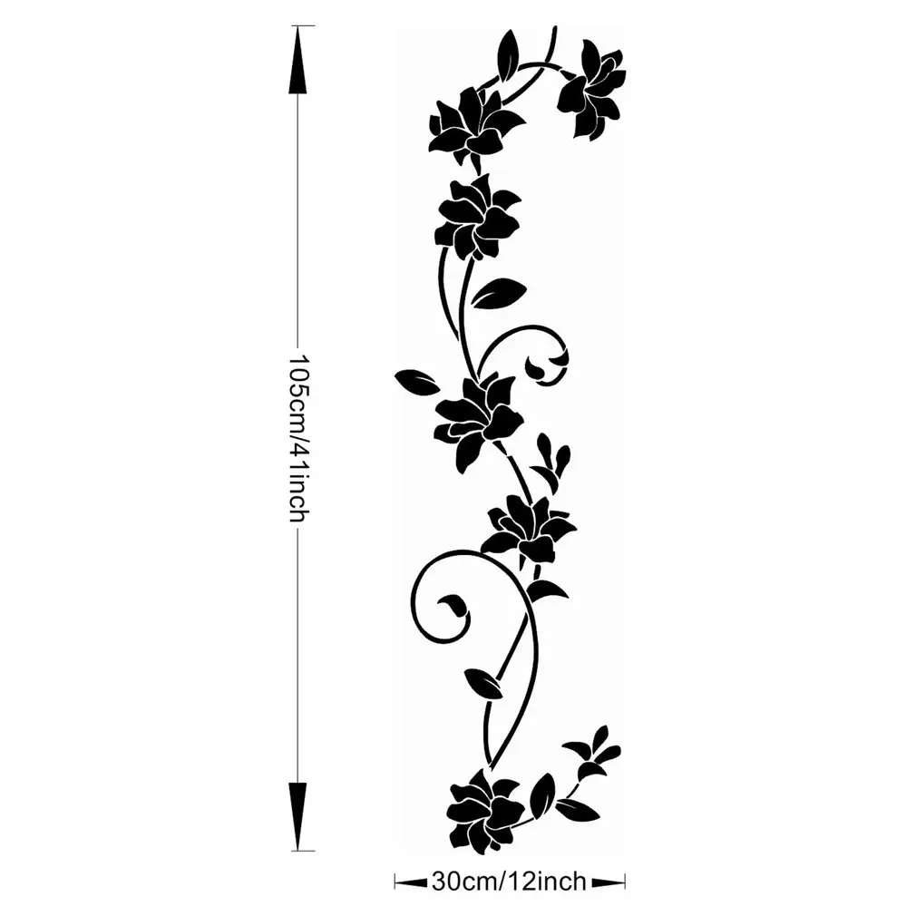 Черные цветочные настенные наклейки с виноградной лозой холодильник оконный