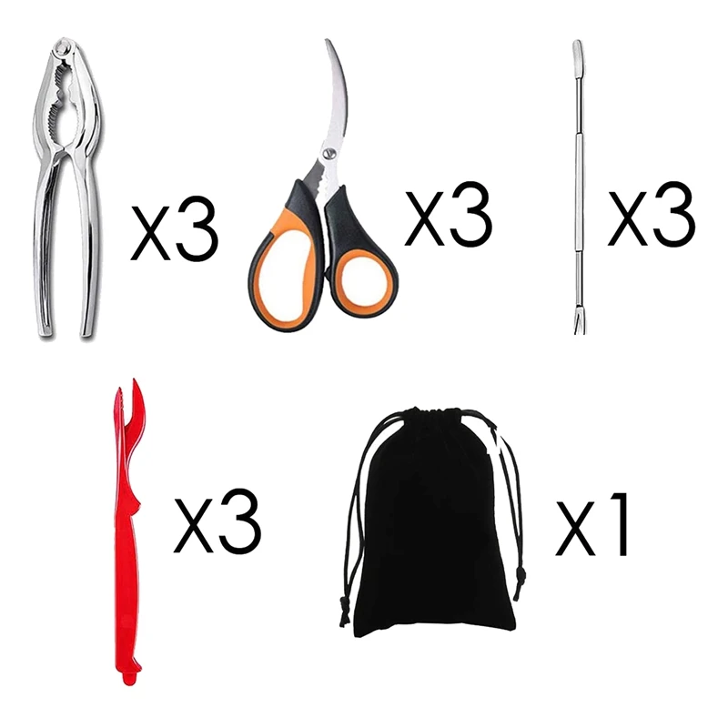 Seafood Tools Set Crab Crackers Lobster Shellers Forks Scissors &amp Nut Cracker | Дом и сад