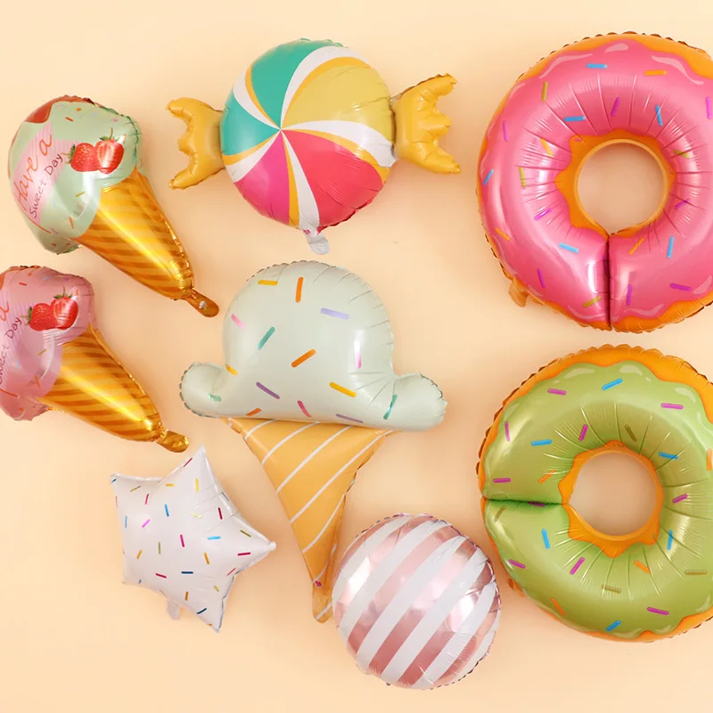 

Sweet Donut Ice Cream Foil Balloons Cake Helium Balloon Baby Shower Birthday Party Decoration Kids Toy Digital Figure Globo