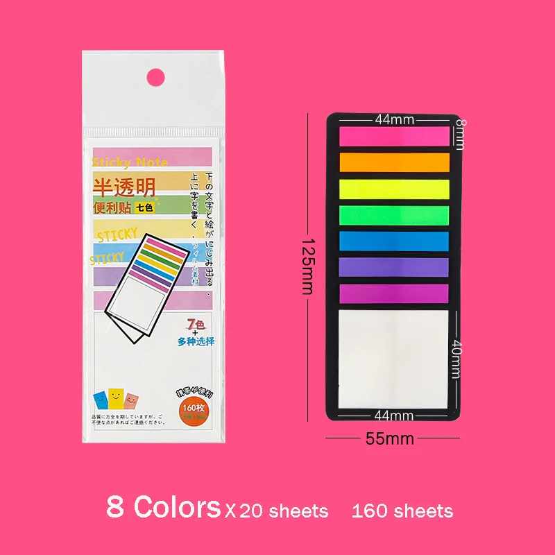1set Fluorescence Label Memo Pad Cute Morandi Color Index Mark Stickers Sticky Notes Bookmarks Stationery School Office Supply |