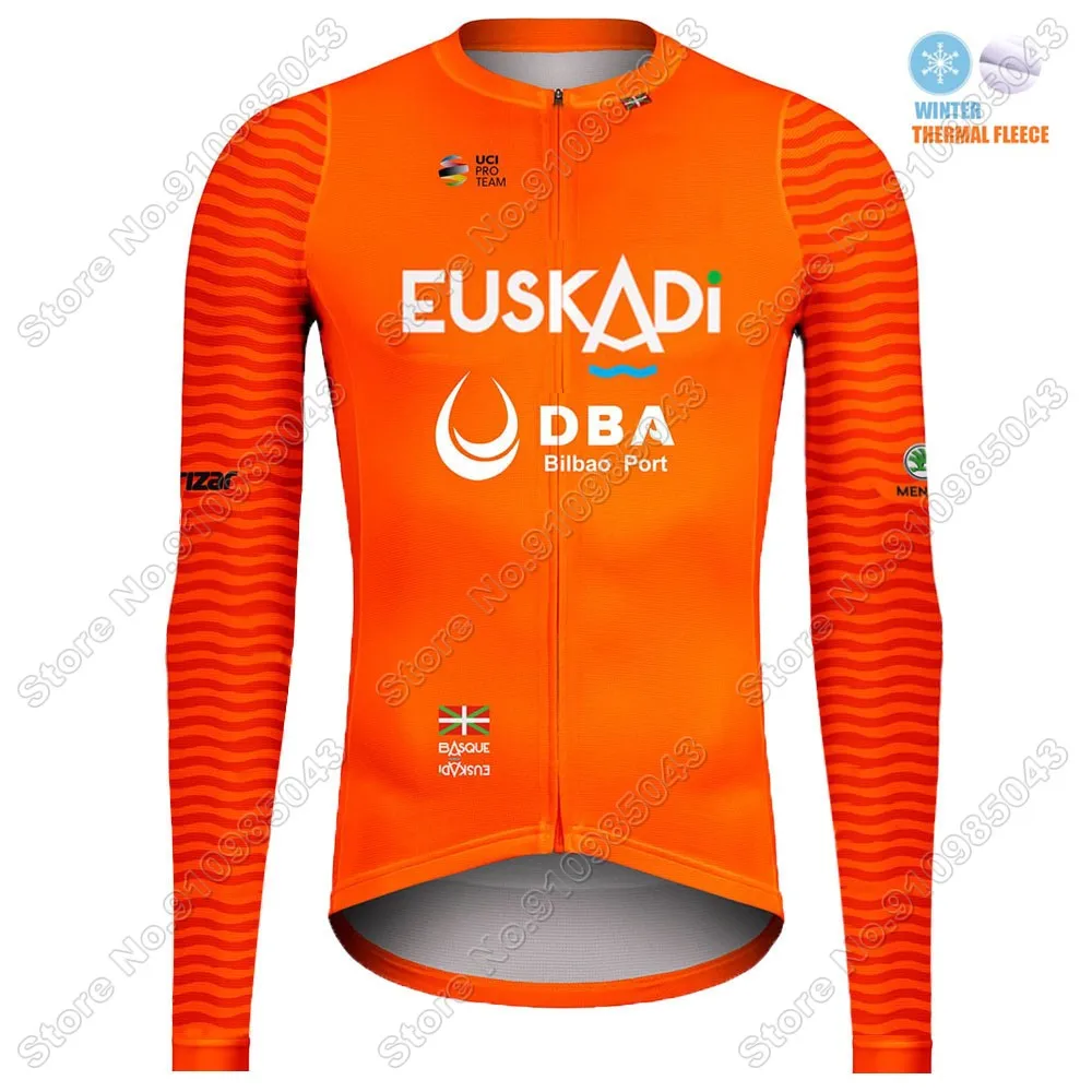 

2021 Euskaltel DBA Euskadi Winter Thermal Sleeve Cycling Jersey Set Cycling Clothing Road Long Moutain Outdoor Maillot Culotte