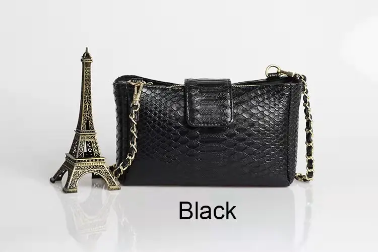Black HIGHREAL, новинка, женская сумочка со змеиным узором, модная, на цепочке, сумки через плечо, с тиснением под змею, сумка через плечо - Цвет: Black