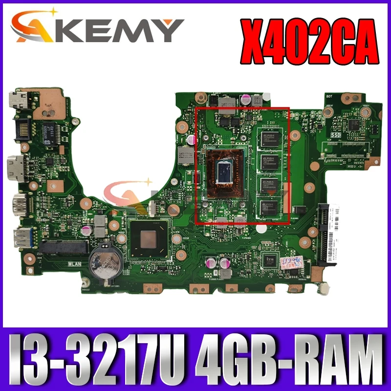 

Akemy X402CA Laptop motherboard for ASUS X502CA X502C X402C original mainboard 4GB-RAM I3-3217U CPU
