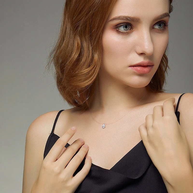 Женское Ожерелье невидимка из серебра 925 пробы с фианитами|Подвески| |