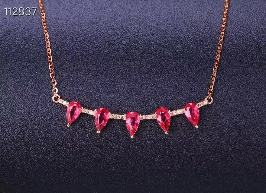 Ожерелье женское из серебра 925 пробы с натуральным Рубином | Украшения и