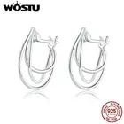 Женские серьги-гвоздики с перекрестными линиями WOSTU, серьги с геометрическим узором из настоящего серебра 925 пробы, модные ювелирные изделия CTE443