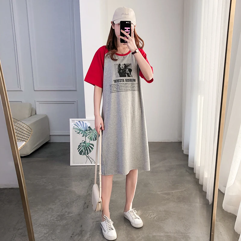 Размера плюс летние платья для женщин с коротким рукавом из чистого хлопка