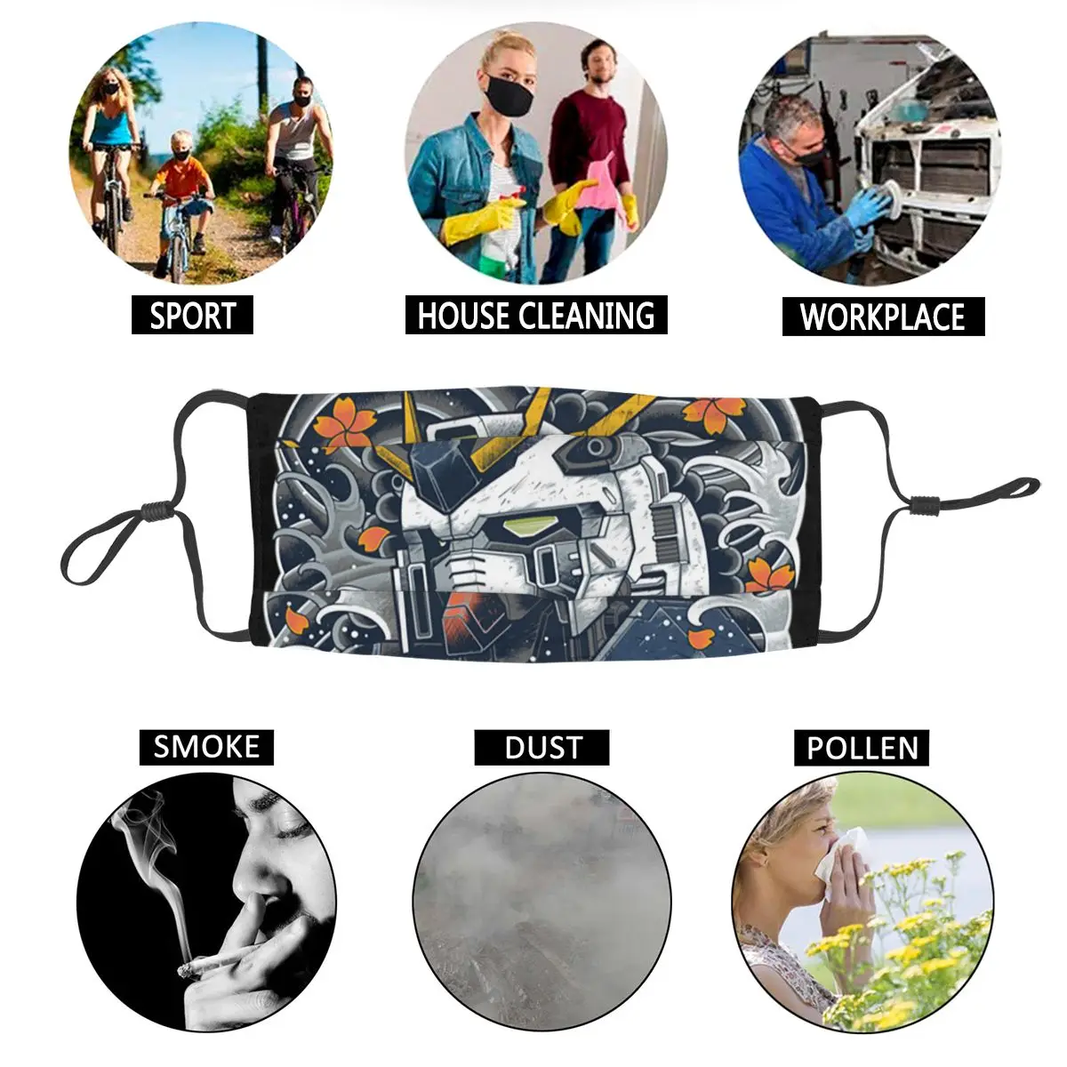 

NU Gundam Reusable Mouth Face Mask Anti Haze Dustproof Protection Cover Respirator