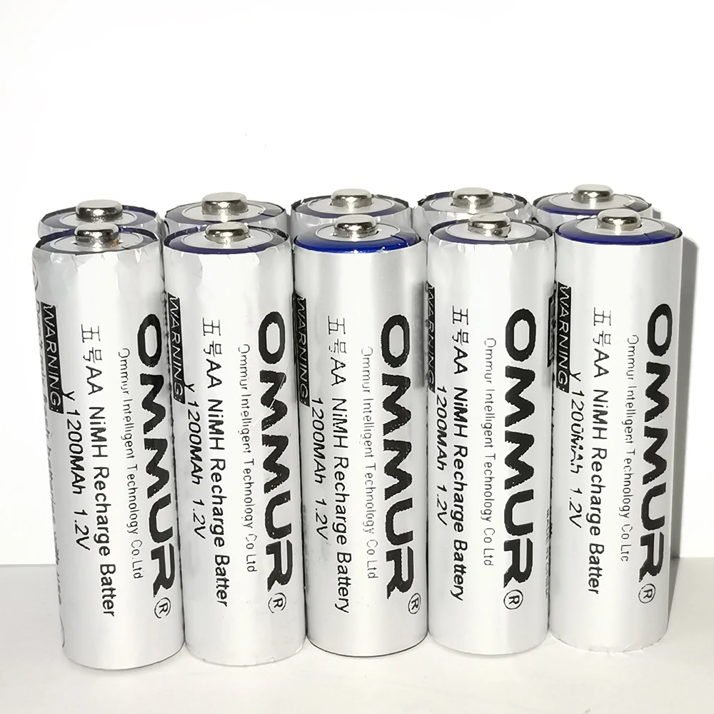 Аккумулятор OMMUR AA 1 2 В 1200 мАч NiMH Перезаряжаемый для фонарика налобный фонарь