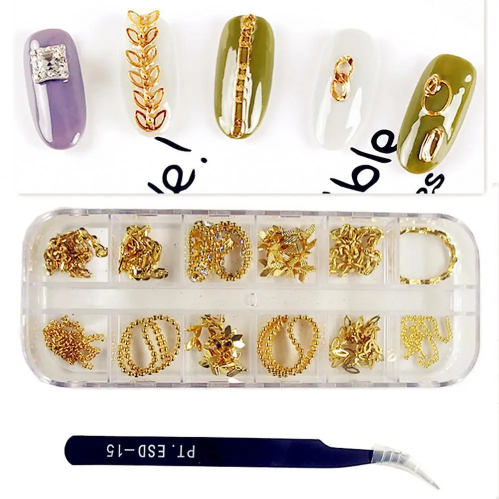 

Fashion Hollow 3D Metal Nail Art Chain Decorations Striping Jewelries DIY Manicure Tool Shiny Charm Strass Manicure Accessories