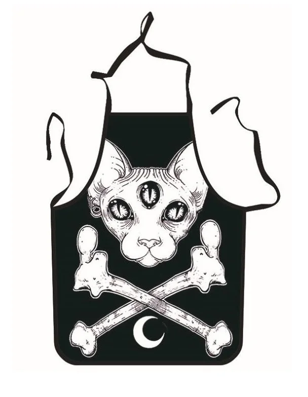 

Забавные фартуки с принтом черепа кота для взрослых, Кухонный Фартук для вечевечерние, аксессуары для выпечки для взрослых, оптовая продажа