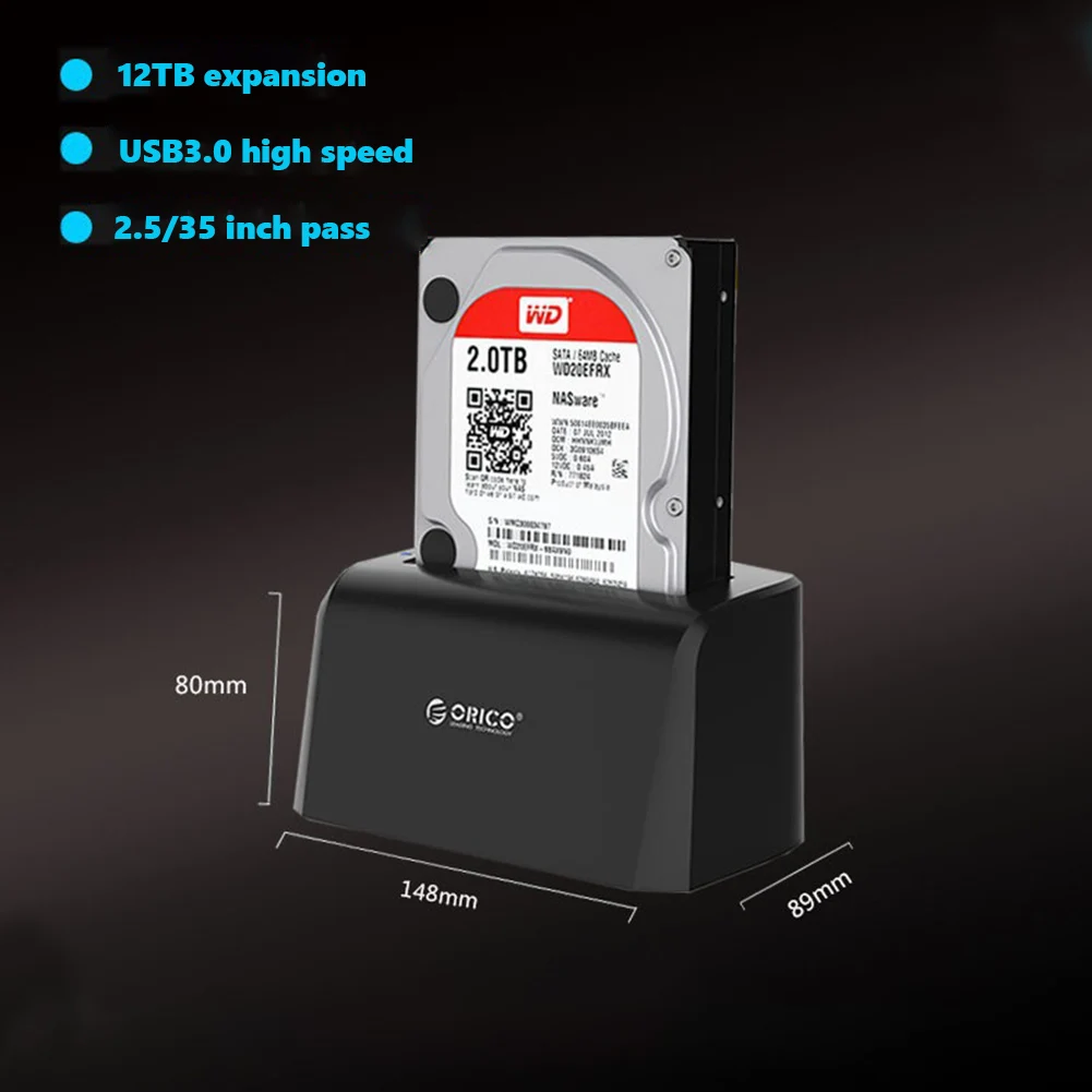 

Корпус внешний ORICO для жесткого диска 2,5/3,5 дюйма, SATA, USB3.0