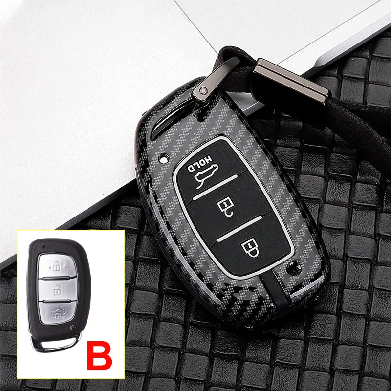 B Carbon Black Цинковый сплав+ силиконовый чехол для ключа автомобиля чехол для hyundai Tucson Creta ix25 i20 i30 HB20 Elantra Verna Sonata Mistra аксессуары - Название цвета: B Carbon Black