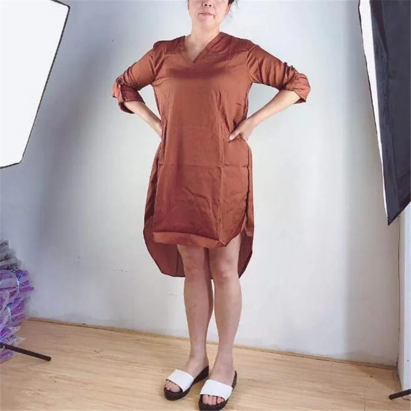 Платье INDJXND женское на пуговицах длинное офисное платье-рубашка с длинным