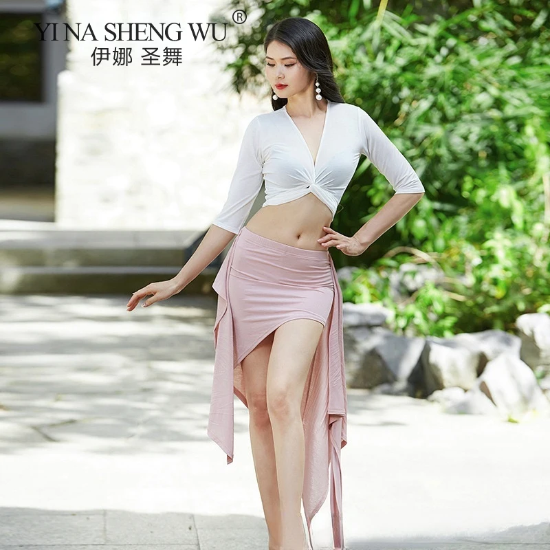 

Женский костюм для танца живота, элегантный летний костюм для восточных танцев с топом и юбкой, одежда для тренировок