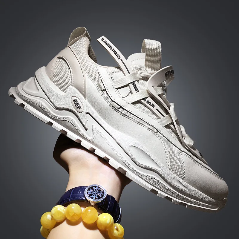 

New Casual Sports Men's Shoes Ins Style Korean Running Shoes Thick-soled Increased Dad Shoes Lace-Up Breathable Sneakers Men