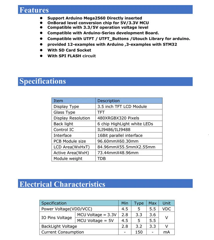 GREAT IT 3,5 дюймовый TFT ЖК-экран модуль Ultra HD 320X480 для Arduino MEGA 2560 R3 плата