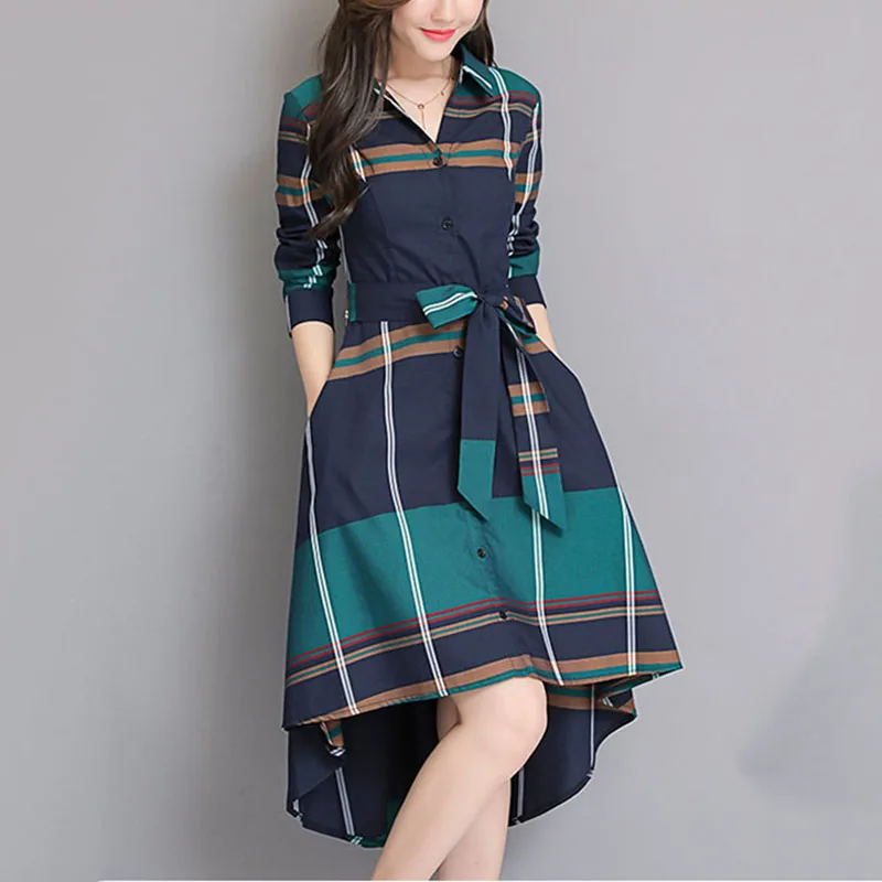 2019 весеннее и осеннее Новое Женское клетчатое платье с длинными рукавами а тип