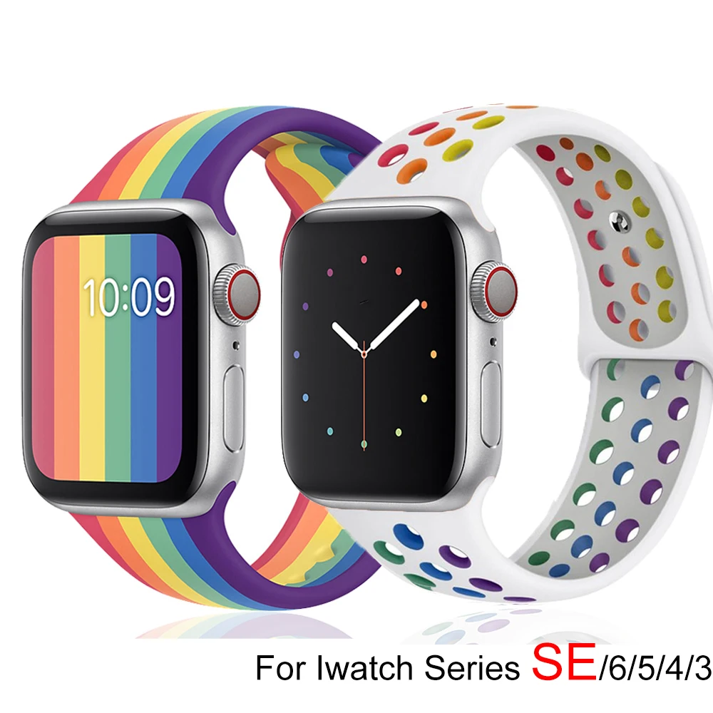 

Pride Edition strap for Apple watch band 40mm 44mm 42mm 38mm Sport silicone breathable bracelet belt iwatch serie 6 5 4 3 SE