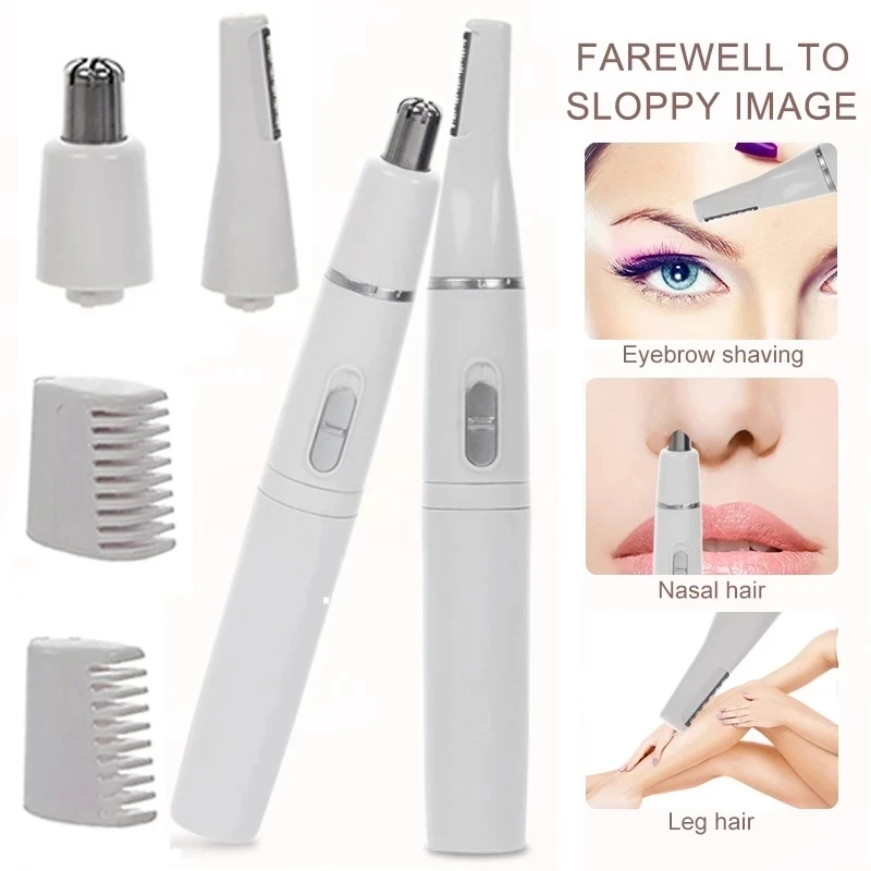 

4 in 1 Men's Face Hair Removal Kit Ear Nose Trimmer Electric Eyebrows Nose Sideburns Hair Cutter Shaver Battery Powered 824
