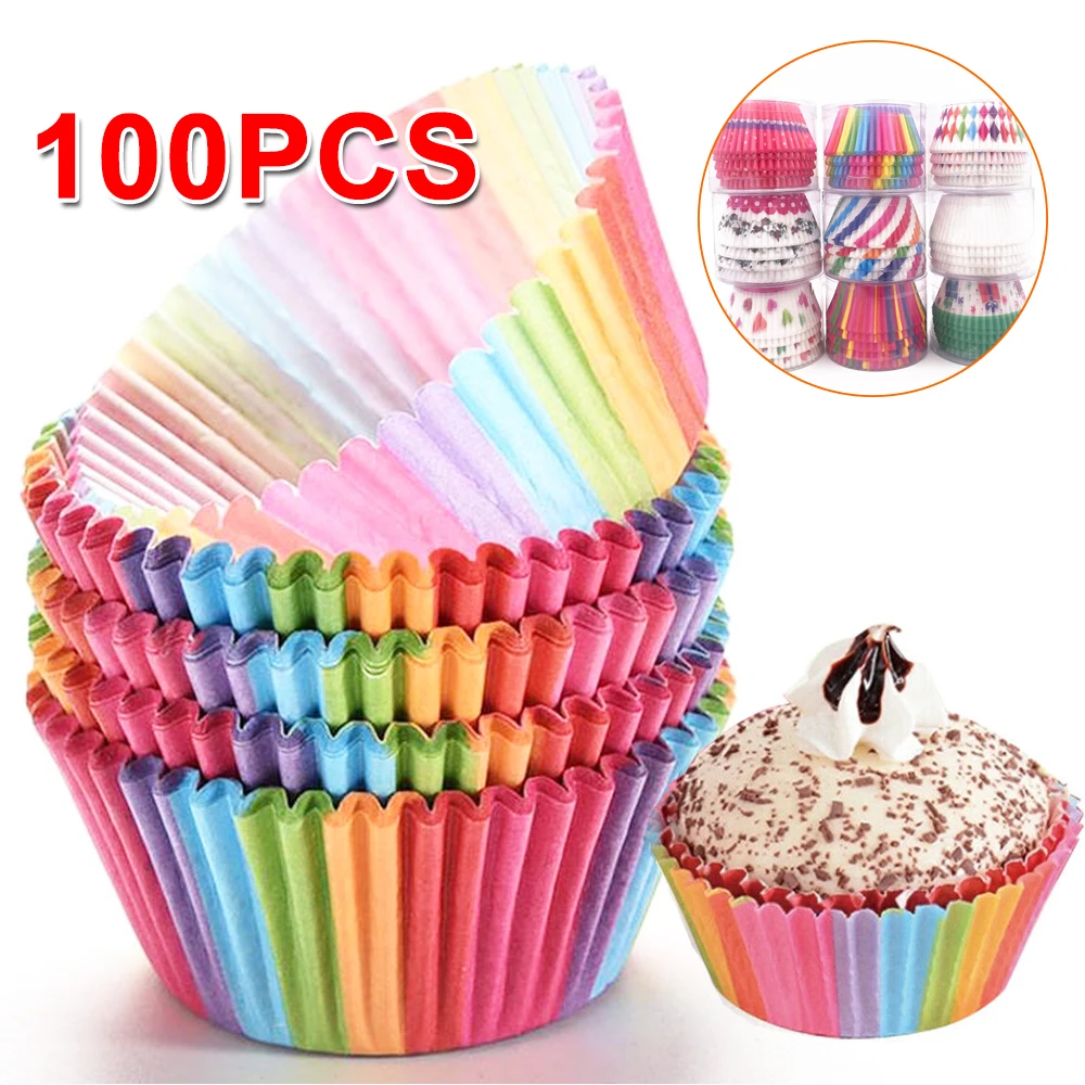 100 шт. бумажные стаканчики для маффинов капкейков подложка кексов коробка