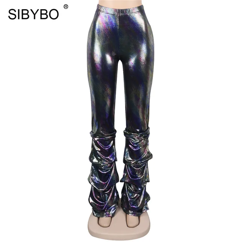 SIBYBO/разноцветные брюки с высокой талией и принтом в горошек; женские плиссированные ботинки; повседневные осенние женские брюки; уличная одежда в стиле хип-хоп; женские брюки