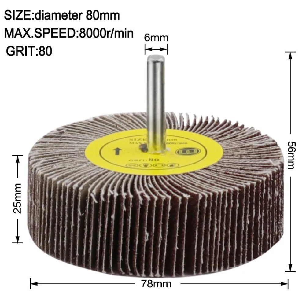 

16-80mm 80 Grit Sanding Flap Wheel Disc Abrasive Grinding Wheel Dremel Accessories Sandpaper Polishing Tools 6mm Shank For Drill