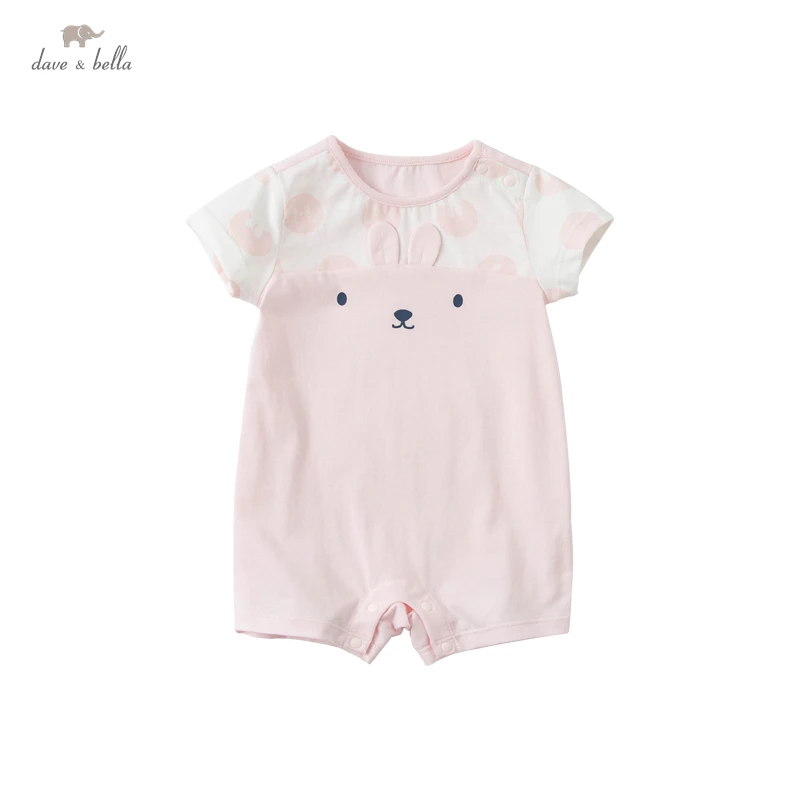 

DBW18350 dave bella summer new born baby girls fashion cartoon print jumpsuits infant toddler clothes children romper 1 piece